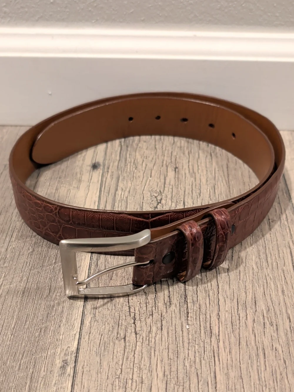 Jacob Hill Leather Genuine Caiman Belt Brown/Cognac MSRP $299